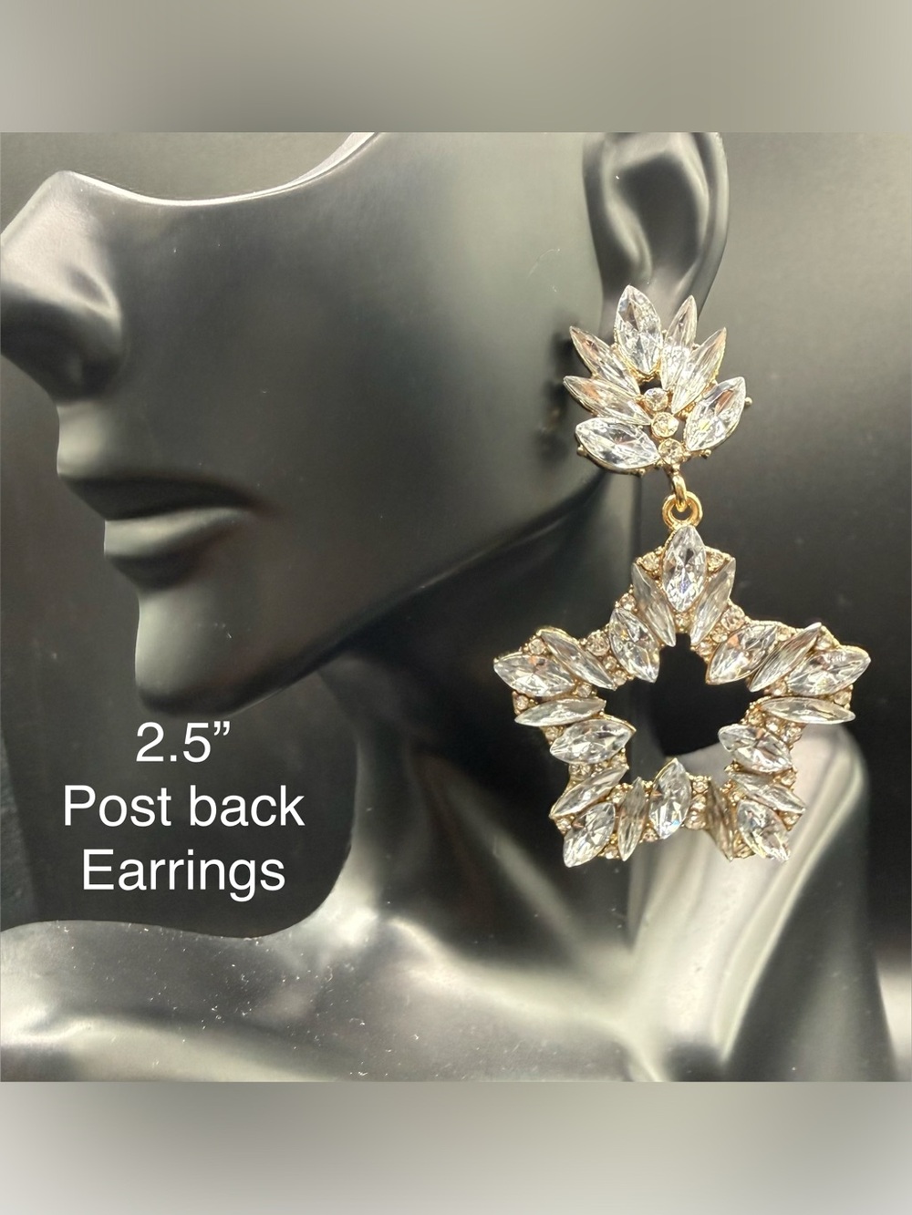 Gold Crystal Statement Drop Earrings